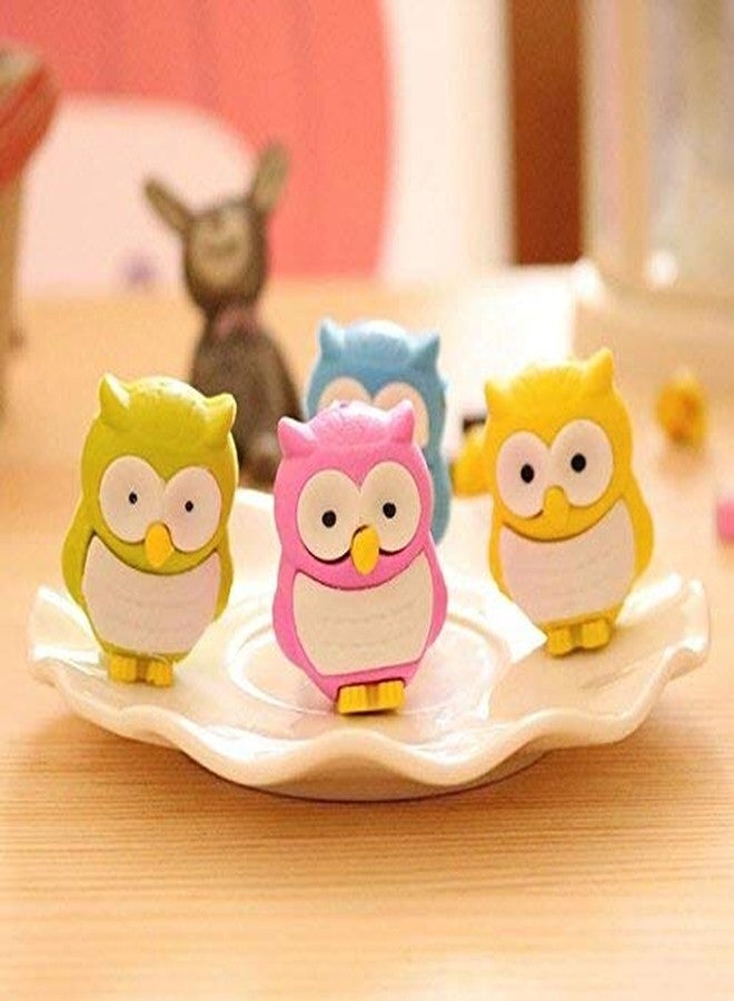 TECHNOCHITRA Newest Cute car and owl Shape erasers for School Kids and idea for Kid's Birthday Return Gift, Pack of 4 Multi Color - Image 5